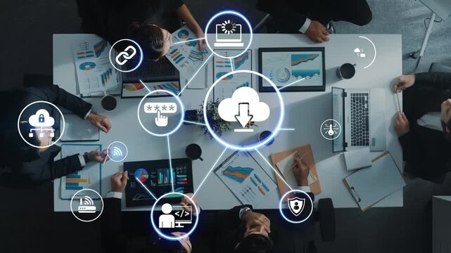 Cloud computing, cloud strategy, and cloud technology transforming digital infrastructure with scalable services, secure data storage, and cloud-based digital business solutions. Funnel