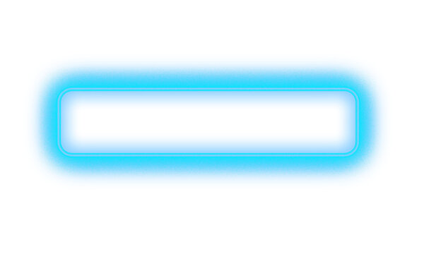 Blue glowing rectangular frame with diffused glow, isolated on transparent background