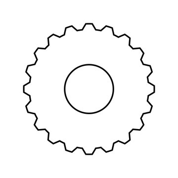 Classic gear icon with round center, standard cog wheel outline symbol