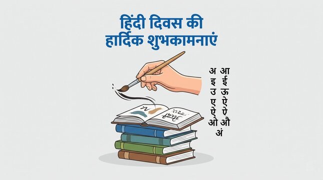 Hindi Diwas Celebration Illustration 