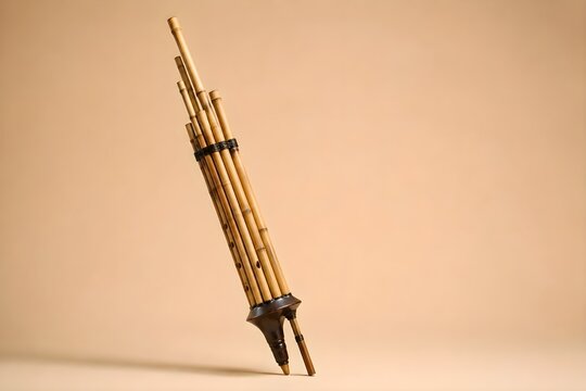 Close up of traditional Lao bamboo mouth organ Khaen pipes