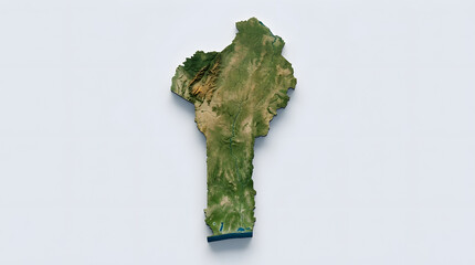 3D topographic map of Benin with realistic terrain details
