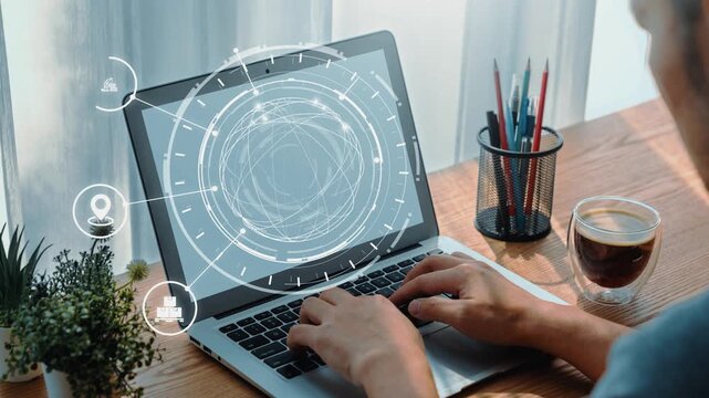 Logistics icons illustrate delivery, supply chain, warehouse, and shipping. Logistics connects global trade, logistics optimizes transport, and logistics supports inventory tracking. Gist