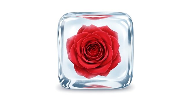 With god all things are possible red rose frozen in clear ice cube