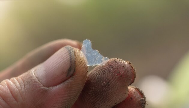 Hands covered with black sludge and trash after drainage cleaning.