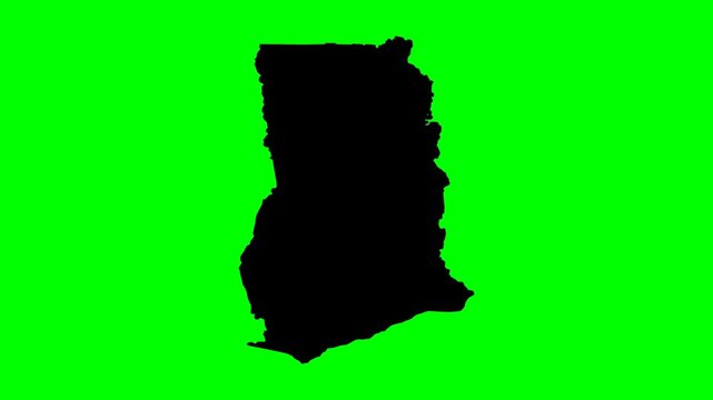 Geography border political cartography ghana country map animation with gradual color transition on green background