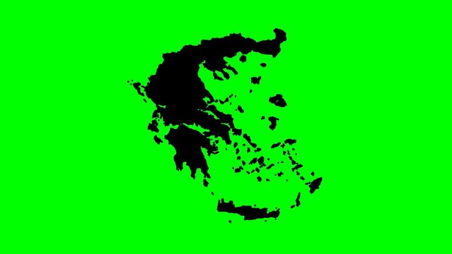 Geography video stock travel europe greece map animation showing gradual country reveal on green background
