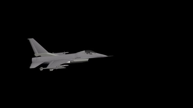 3D animation of a modern fighter jet isolated on a transparent background, ideal for military, aviation, defense, aerospace, gaming, VFX, and motion graphics projects.