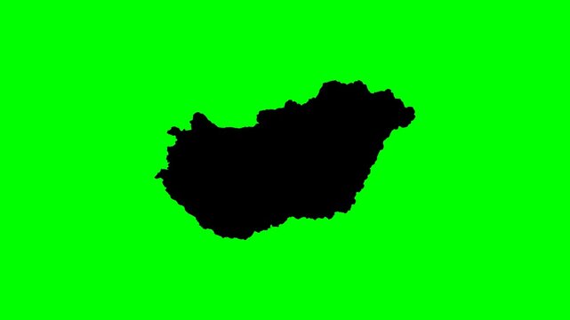 Geography europe transition geographic hungary country map animation showing gradual fill effect on green background