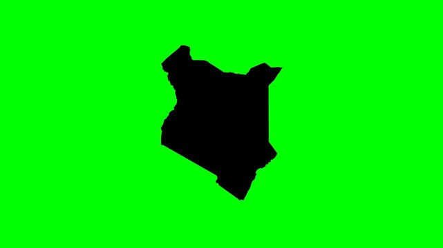 Geography africa silhouette stock kenyan map animation showing gradual country shape reveal on green screen
