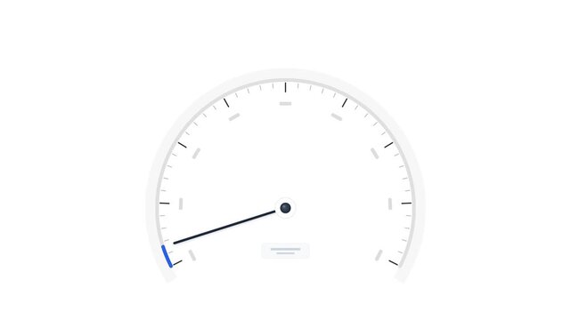 Animated Speedometer Gauge Showing Fluctuating Measurement on White Background.