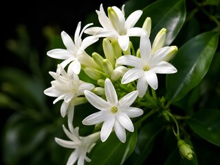 Fototapeta premium Close up of white Tuberose blossom cluster