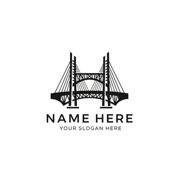 Modern Suspension Bridge Logo Icon Isolated