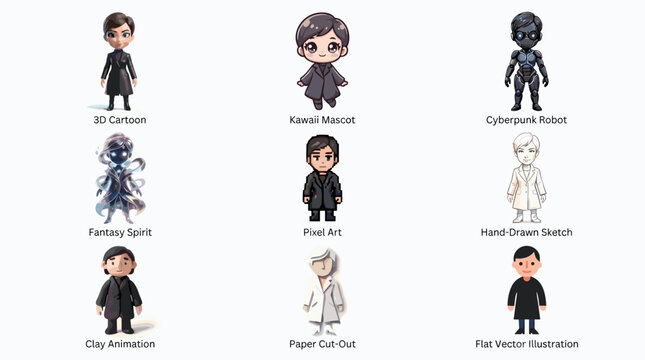 set of anime cartoon example of categories