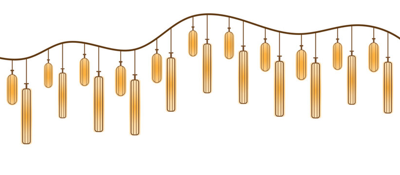 Hanging Warm Glow Lights String Border Design Element