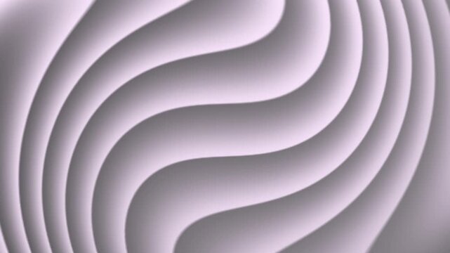 A close-up abstract view showcases a series of soft, undulating parallel lines with a subtle three-dimensional effect, rendered in pale pink and grey tones, creating a visually soothing and organic
