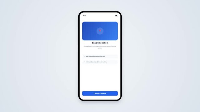 Enable Location Permission Onboarding Card Smartphone User Interface UI UX Animation