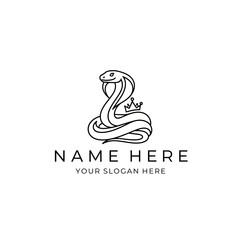 Obraz premium Elegant Cobra Snake Logo with Crown, Isolated Icon
