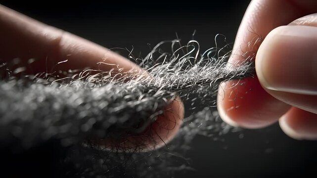 A person sprinkling white powder between their fingers in a dark video