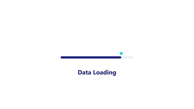 Linear data loading progress bar animation video. Blue minimalist preloader indicator for website interface UI motion graphic design templates