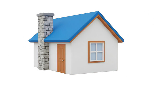 Small residential house icon with chimney isolated building property