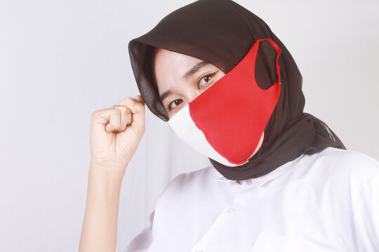 young woman with a mask