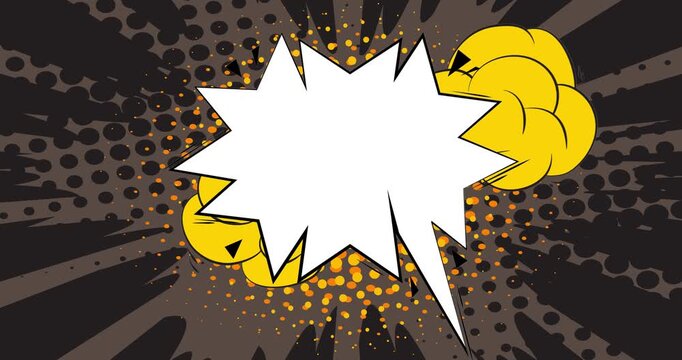Cartoon background animation, comic book backdrop video. Retro comics pop art design.