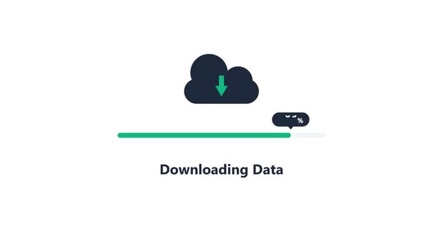 Cloud data downloading progress animation video. Digital network file transfer preloader indicator for tech UI motion graphic design templates
