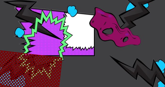 Cartoon background animation, comic book backdrop video. Retro comics pop art design.