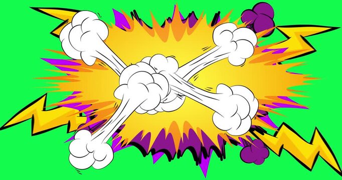 Cartoon background animation, comic book backdrop video. Retro comics pop art design.