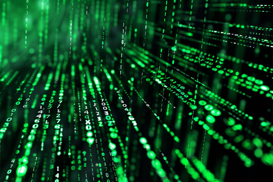 Green digital binary code matrix background