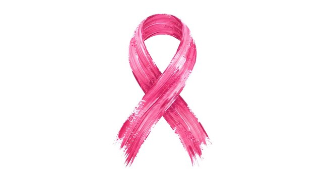 A beautiful watercolor illustration of a pink awareness ribbon representing support and hope during the annual breast cancer awareness month event campaign