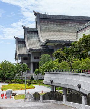Tzu Chi Cultural Park. Traditional Buddhist temple in Hualien, Taiwan. Architectural landmark.