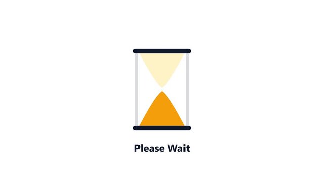 Yellow hourglass please wait animation video. Minimalist sandglass preloader indicator for mobile app interface UI motion graphic design templates