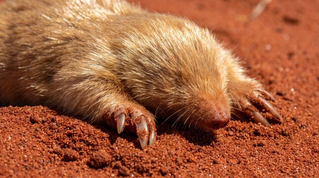 Marsupial mole in red dirt