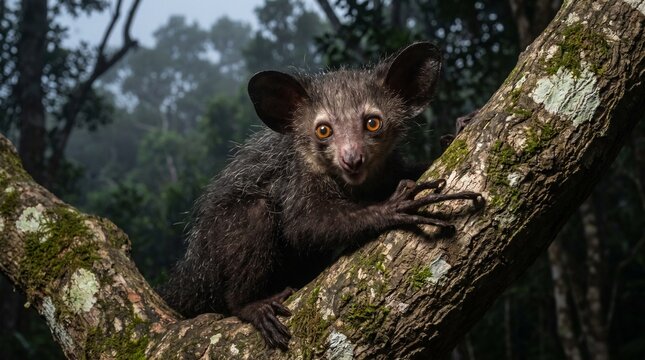 Aye-aye on a tree branch