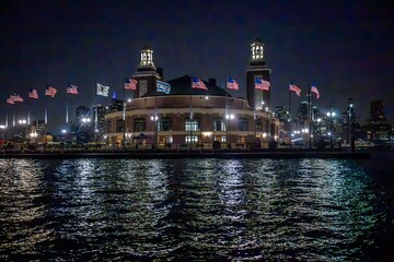 Fototapeta premium downtown Chicago view from Lake Michigan at night