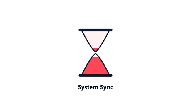 Red hourglass system sync loading animation video. Minimalist sandglass preloader indicator for mobile app UI motion graphic design templates