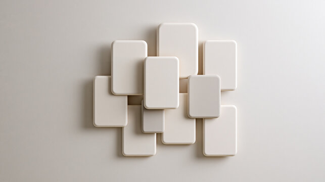 Layered White Rounded Rectangles Forming Abstract Wall Relief