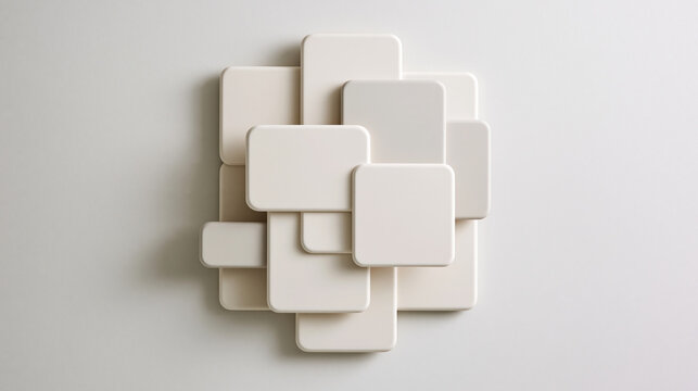 Abstract Composition of Stacked Rounded Squares on Neutral Wall