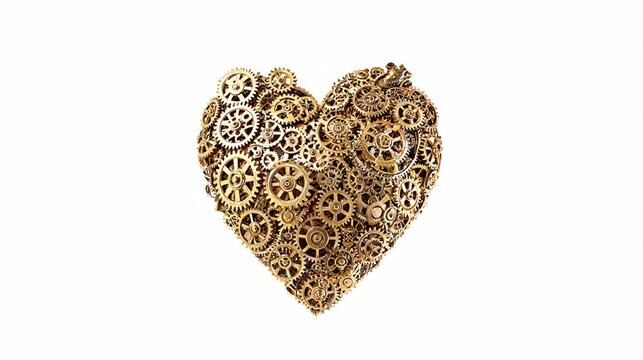 Interlocking Gears Forming Human Heart Symbolizing Teamwork and Collaboration