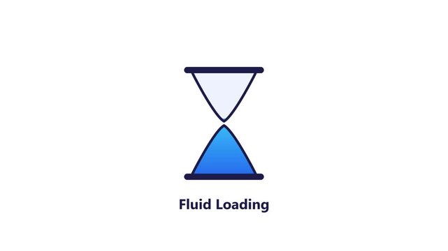 Blue fluid loading hourglass animation video. Minimalist sandglass preloader wait indicator for website interface UI motion graphic templates