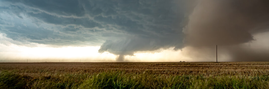 Impacts of Climate Change. Extreme Weather, Supercell Storms, Global Warming and Environmental Sustainability. Wide Web Banner Featuring Copy Space