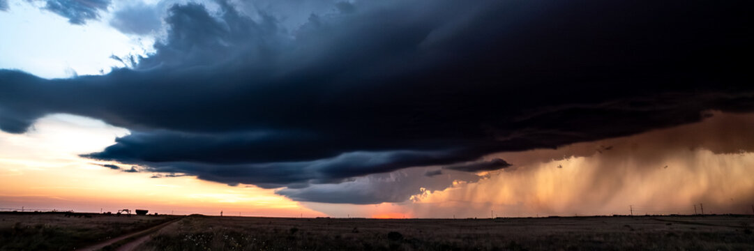 Impacts of Climate Change. Extreme Weather, Supercell Storms, Global Warming and Environmental Sustainability. Wide Web Banner Featuring Copy Space