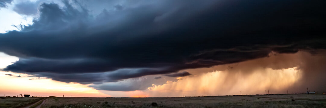 Impacts of Climate Change. Extreme Weather, Supercell Storms, Global Warming and Environmental Sustainability. Wide Web Banner Featuring Copy Space