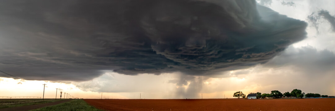 Impacts of Climate Change. Extreme Weather, Supercell Storms, Global Warming and Environmental Sustainability. Wide Web Banner Featuring Copy Space