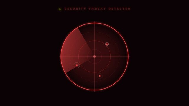 Security threat detected red radar scan animation video. Cyber attack warning and danger alert system for tech UI motion graphic design