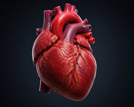 Detailed 3d render of a human heart organ for medical education