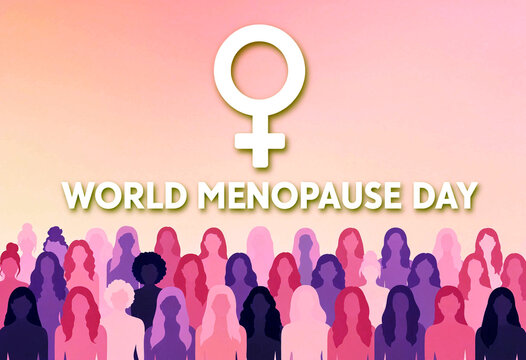 Colorful illustration of women celebrating world menopause day with female symbol design