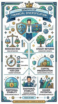 Financial diversification benefits and investment strategy infographic